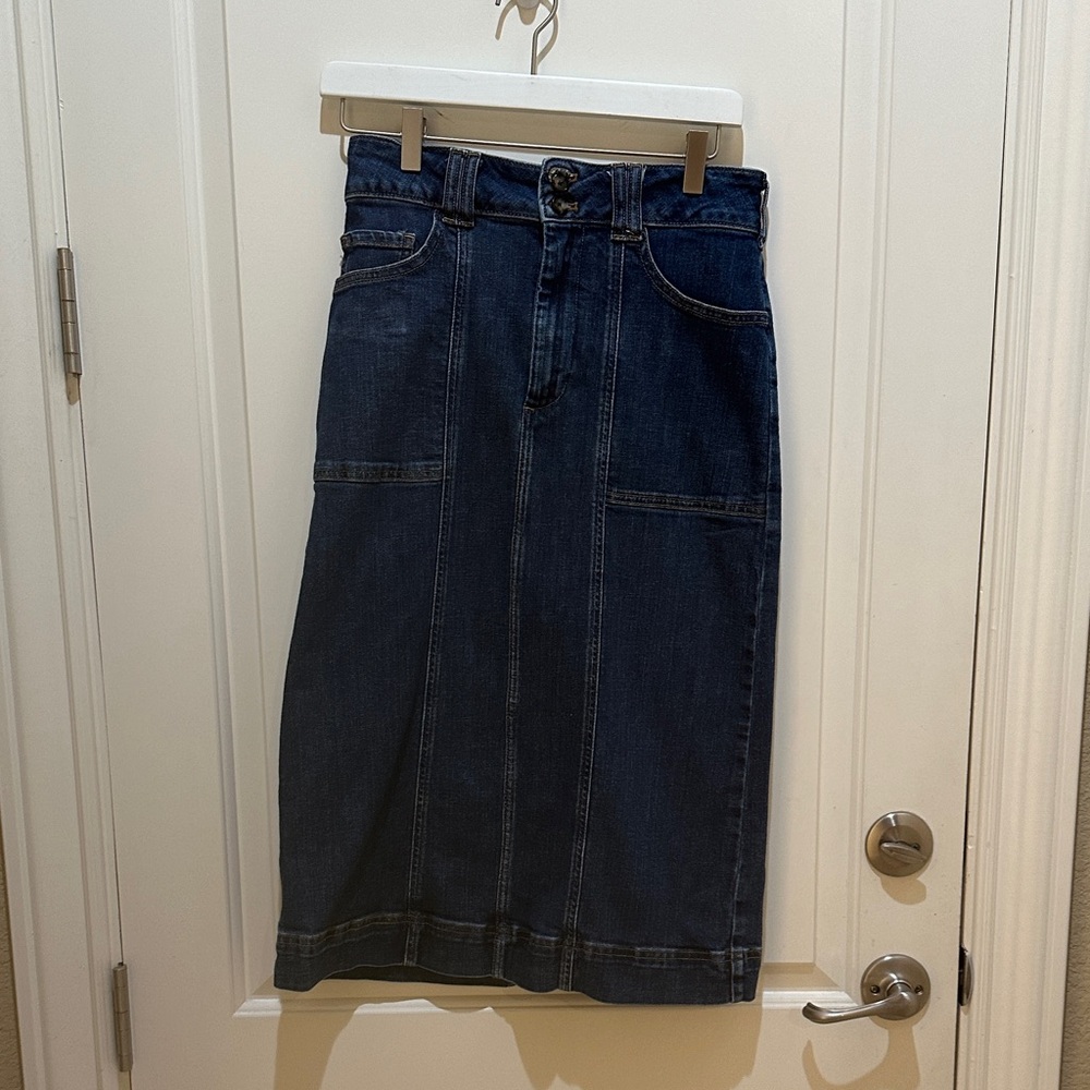 Pilcro Dark Blue Denim Midi Skirt “Skipper” 4P EUC LIKE NEW - Picture 2 of 5